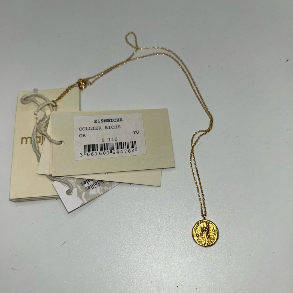 Maje Gold Tone Collier Biche Deer Medallion Necklace Nwt 40$